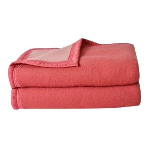 Couverture  laine woolmark double face vieux rose 180x240 cm