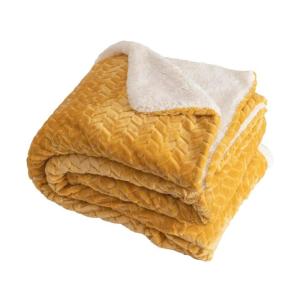 Couverture plaid double face jaune et blanche en relief 180…