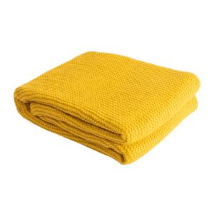 Couverture plaid en acrylique jaune 130x170 cm à motif en r…