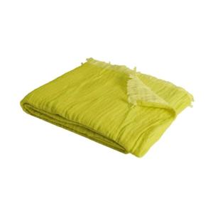 Couverture plaid en coton vert avec franges 130x170 cm