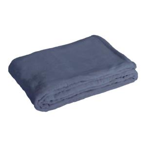 Couverture plaid polaire lisse bleu cobalt 130x170 cm
