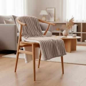 Couverture plaid polyester 130x170 cm beige