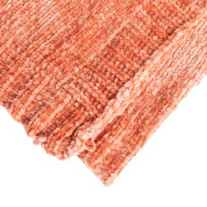 Couverture plaid velours rayures rose saumon 130x170 cm