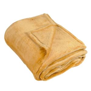 Couverture polaire unie ''pilonga'' polyester jaune moutard…