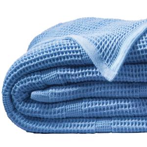 Couverture tempérée en coton bleu azur 230x250