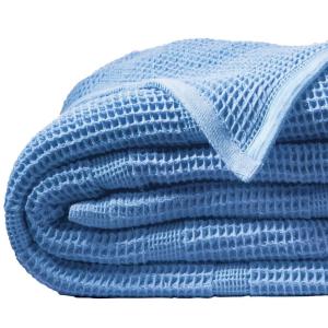 Couverture tempérée en coton bleu azur 250x270cm