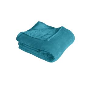 Couverture unie en molleton polyester bleu canard 180x220 cm