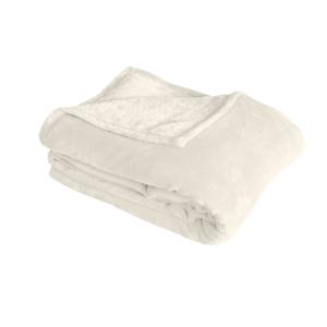 Couverture unie en molleton polyester ecru 180x220 cm
