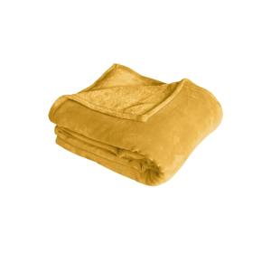 Couverture unie en molleton polyester jaune moutarde 180x22…