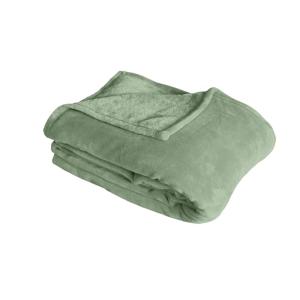 Couverture unie en molleton polyester vert clair 180x220 cm