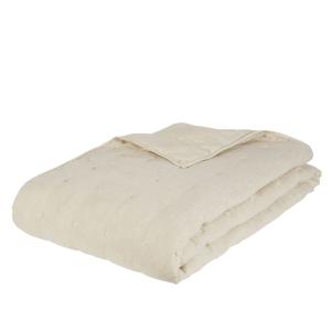 Couvre lit boutis en gaze de coton recyclé et lin beiges 24…