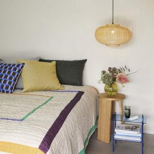 Couvre-lit en coton sable et  multicoloré 260x260cm