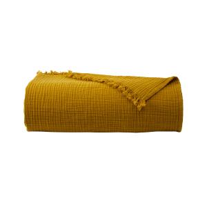 Couvre lit en gaze de coton jaune 260 x 240 cm