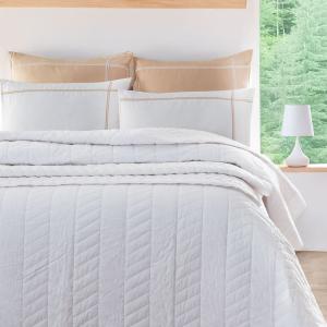 Couvre-lit en percale de coton surpiqué Blanc 230x250