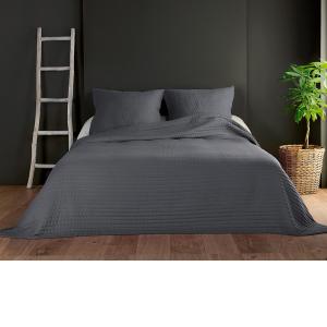 Couvre lit et taie matelassés polyester gris foncé 180x240…