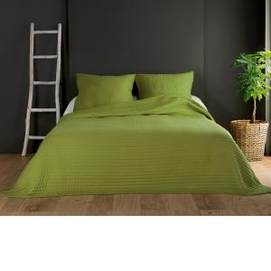 Couvre lit et taie matelassés polyester vert clair 180x240…