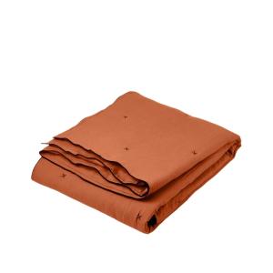 Couvre-lit matelassé en lin Terracotta et bourdon noir 225x…