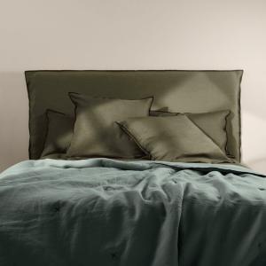 Couvre-lit matelassé Lin lavé légèrement froissé Vert
