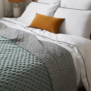 Couvre-lit matelassé Velours de coton au dos rayé Vert
