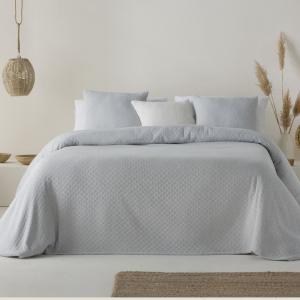 Couvre lit uni en jacquard de coton doux gris clair 250x270…