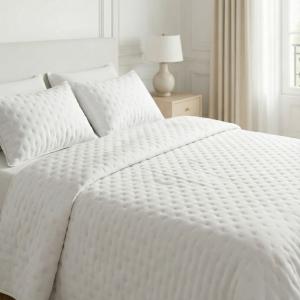 Couvre-lit uni matelassé extra doux blanc 280x280 cm