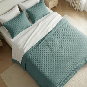 Couvre-lit uni matelassé extra doux bleu turquoise 235x280…