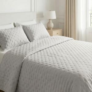 Couvre-lit uni matelassé extra doux gris argenté 235x280 cm…