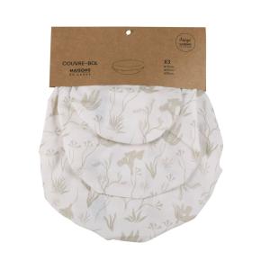 Couvres bols en coton beige motif floral (x3)