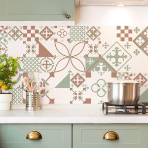 Crédence cuisine en aluminium - 240x50 cm - Vert & Terracot…