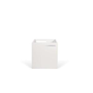 Cube de rangement effet bois H 34 blanc