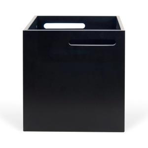 Cube de rangement effet bois H 34 noir