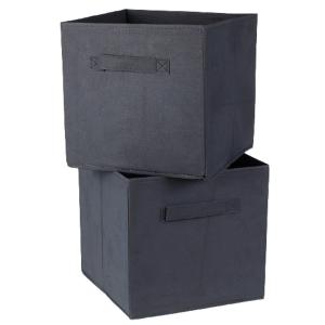 Cube de rangement intissé 28x28cm - Lot de 2 - Gris Anthrac…