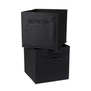 Cube de rangement intissé 28x28cm - Lot de 2 - Noir