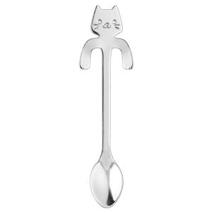 Cuillère en inox argenté en forme de chat