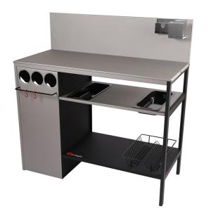 Cuisine d'extérieur avec crédence métal argent 110.5x53.5x1…