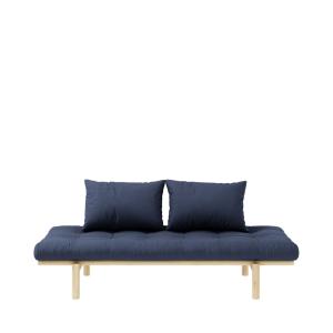 Daybed en bois naturel et tissu - Bleu marine