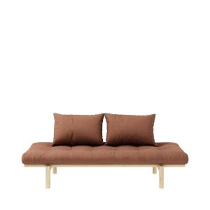 Daybed en bois naturel et tissu - Marron argile