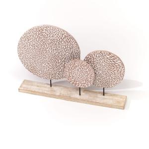 Déco à poser sur pied motif devant bois  53x36 Beige