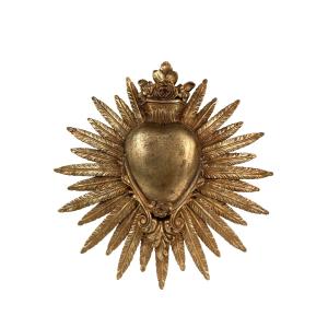 Déco miroir ex-voto coeur soleil 26.2x30.6cm