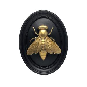 Déco murale abeille noir et doré 21x27.5cm