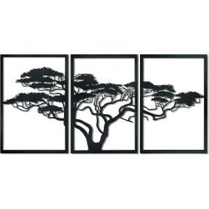 Déco murale arbre de vie africain en métal noir 120x60 cm