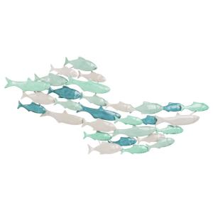 Déco murale banc de poisson en acier vert, 81x38 cm