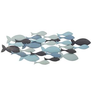 Déco murale banc de poissons en acier, 71x26 cm