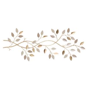 Déco murale branchage en acier doré, 37x85 cm