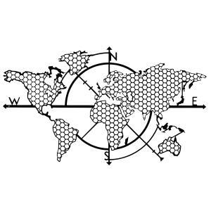 Déco murale carte du monde en métal noir 99x57 cm