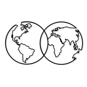 Déco murale carte du monde unifié en métal noir 60x34 cm