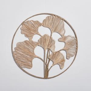 Déco murale cercle en acier, jacinthe d'eau et raphia beige…