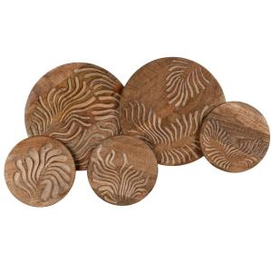 Déco murale cercles en bois de manguier sculpté 75x42