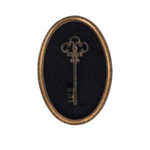 Déco murale clé velours noir et doré 21.4x31.2cm
