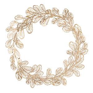 Déco murale couronne de feuilles en acier doré D35